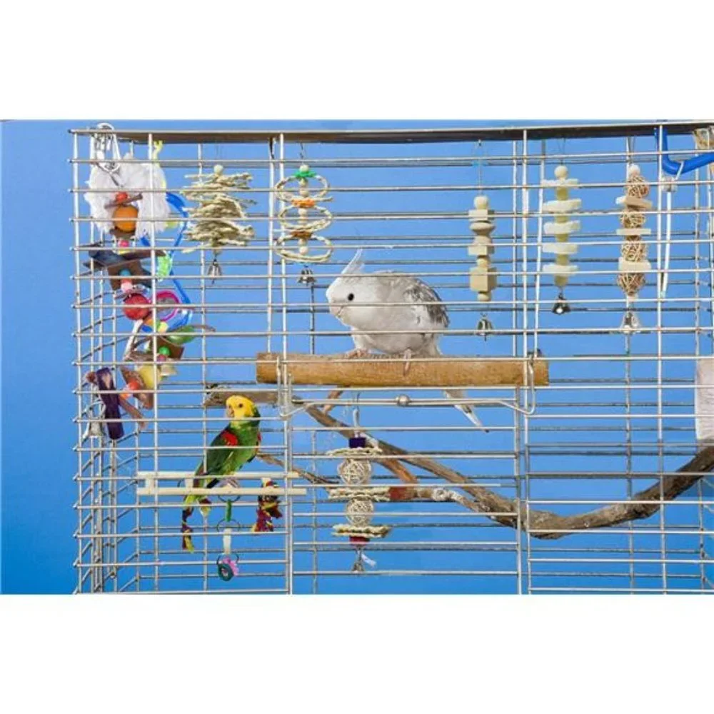 7 Packs Bird Parrot Toys Natural Wood Chewing Toy Bird Cage Toys Hanging Swing